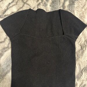 Black Ribbed Knit Top